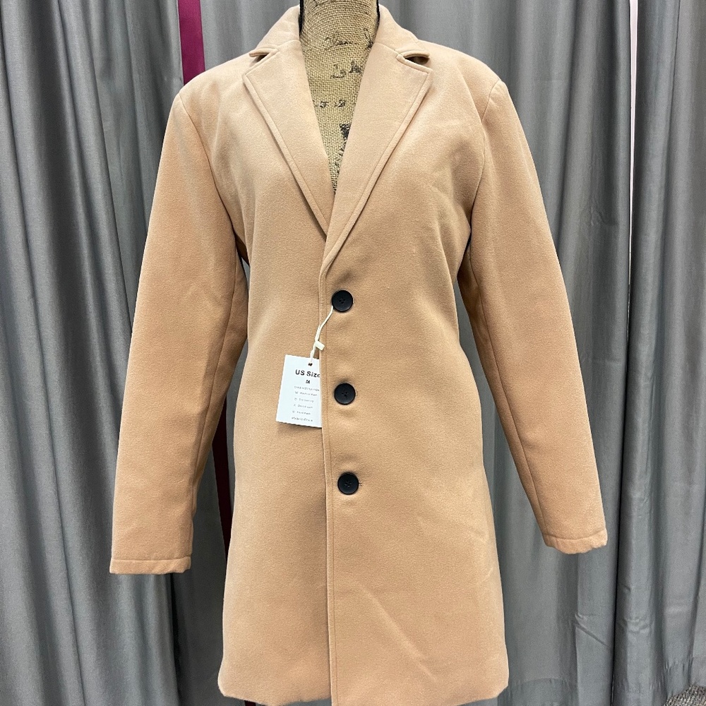 Tanming Tan Felt Coat Size M NWT